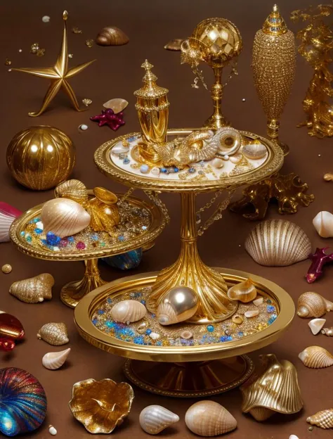 Bling, gold, HD, Photo, Seashell, Cards, in Marbles, Puzzle, Toy, table