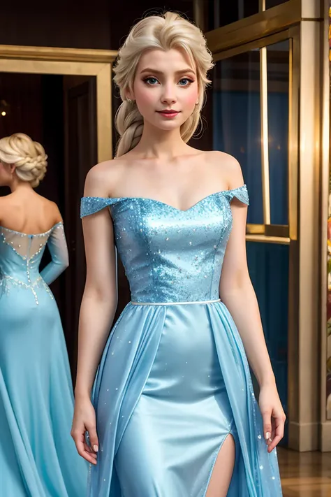 <lora:Elsa_v1:0.7> elsa, sparkling blue dress, upper body