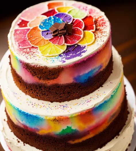 Watercolor painting photorealistic, cake , chocolate, 3D , 8 k, 32 k, HDR, realistic . Vibrant, beautiful, painterly, detailed, textural, artistic
