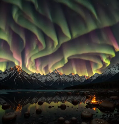 (photorealistic:1.2, Fujifilm XT3), fantasy landscape, mountains, tsunami, mountains in the distance, glowing mushrooms, uplifting, aurora, lord of the rings, (masterpiece:1.2), (epic composition:1.4), (talent:1.2), ultra detailed, cinematic lighting, highly detailed, insanely detailed, (photorealistic:1.2), hdr, 8k, exquisite, sharp, elegant, ambient lighting, fantasy vivid colors, high quality, <lora:epi_noiseoffset2:0.7>