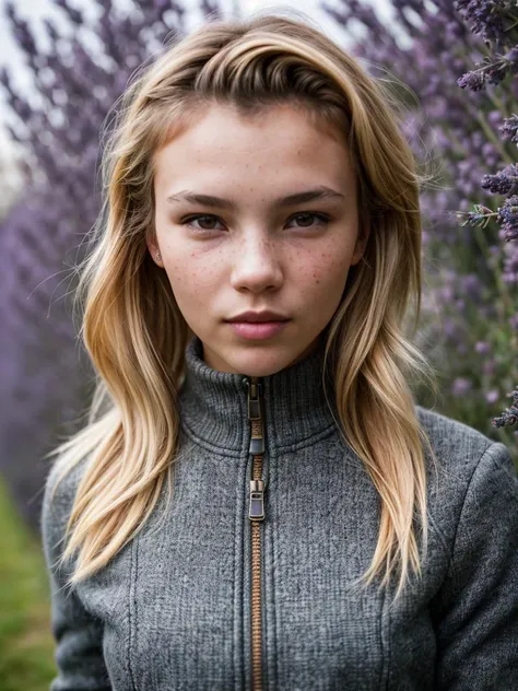 photo of (ryamp0lsky:0.99), a woman, perfect hair, award-winning photo, sfw, wearing (duffel coat), (A field of lavender in full bloom), 70mm, f/8, ((auto focus, color, DOF, Aperture, 8k uhd, dslr, cinematic lighting, insanely detailed and intricate, photographed by a Nikon Z7 II Camera, character, hypermaximalist), (looking at viewer:1.3), appealing, attractive, amative, perfect skin, (detailed background), hyper realistic, super detailed), (DOF, blurry background, bokeh), epiCPhoto, <lora:add_detail:0.5>