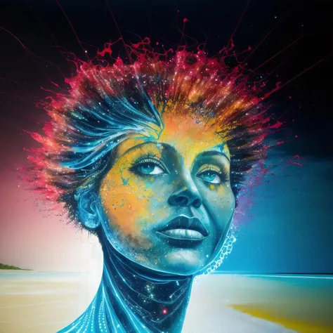 a beautiful woman by BioluminescenceBeach and Artur Bordalo <lora:BioluminescenceBeach:1>, studio background