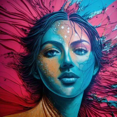 a beautiful woman by BioluminescenceBeach and Artur Bordalo <lora:BioluminescenceBeach:1>, studio background