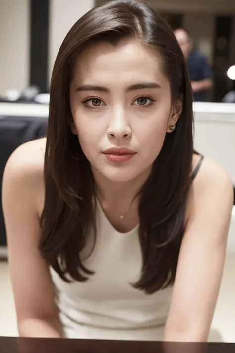(masterpiece),((ultra-detailed)),(highly detailed CG illustration),(best quality:1.2),realistic8K UHD,High definition,(1girl:1.2),High quality texture,intricate details,detailed texture,finely detailed,high detail,extremely detailed cg,High quality shadow,a realistic representation of the face,Detailed beautiful delicate face,Detailed beautiful delicate eyes,black eye pupil,a face of perfect proportion,Depth of field,Cinematic Light,Lens Flare,Ray tracing,perspective,blush,glossy lips,Particles of Light,(narrow waist:1.3),distinct_image,high_resolution,(lustrous skin),solo focus,(finely detailed beautiful eyes and detailed face),(detailed face),(hair streaked hair),light source contrast,(pureerosface_v1:0.5),(slim face:1.2) ,<lora:Joey Wong:1>,  clubroom, actress, (military  uniform:1.3)
