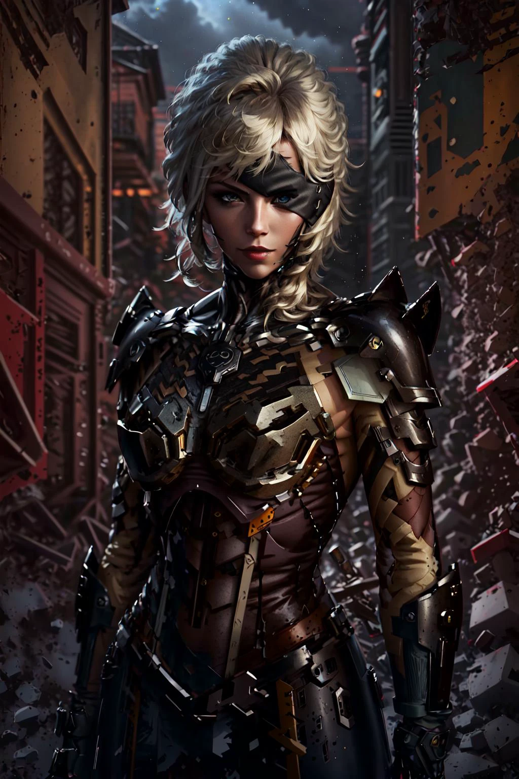 Highly detailed, High Quality, Masterpiece, (1girl, solo:1.4), raidenmgr, <lora:RaidenDoguV3:0.8>, cowboy shot, evil smile, <lora:Style_ThickCoatCG:0.8>, starry, strry light, night, colorful, cloud, star \(sky\), <lora:VFX_lightAndShadow:0.7>, one eye covered,