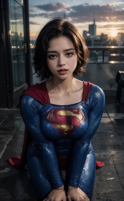 1girl, (twilight), short hair,
(looking at viewer,( lip biting )), supergirl, cityscape, (flying),blue sky,cloud,parted lips,blue bodysuit,
intricate details,highly detailed,shiny hair,shiny skin,8k resolution,<lora:Sasha Calle,Supergirl:0.5> ( full body)