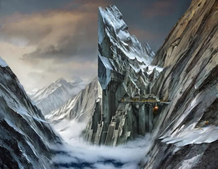 <lora:dand:0.8>dand, structure built into mountain, cold, 30,000 ft above sea level,