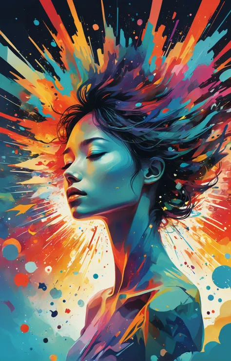 triadic colors, head and shoulders, flat color BREAK the face of the beautiful goddess of a magical realm of impossible dreams and thoughts, where colorful ideas spark to life in bright in explosions of fractal possibilities. a cinematic quality of cosmic hues and tones in an epic atmosphere of a supernova explosion. <lora:dand:0.4> dand, shattering into pieces hyperdigital art, glitched out, god rays, 3d render by amon tobin BREAK colorful, dream-like, illustration, gradient surreal fantasy, by Victo Ngai Makoto Shinkai <lora:xl_more_art-full_v1:0.5>