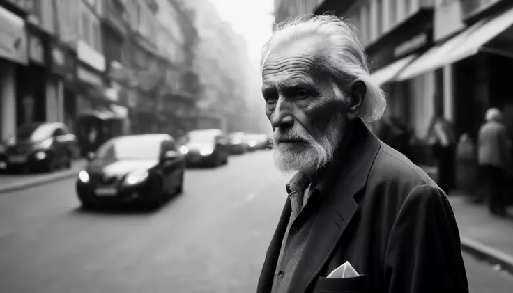 Photograph of old man on street , captured on a (Hasselblad X1D II 50C)