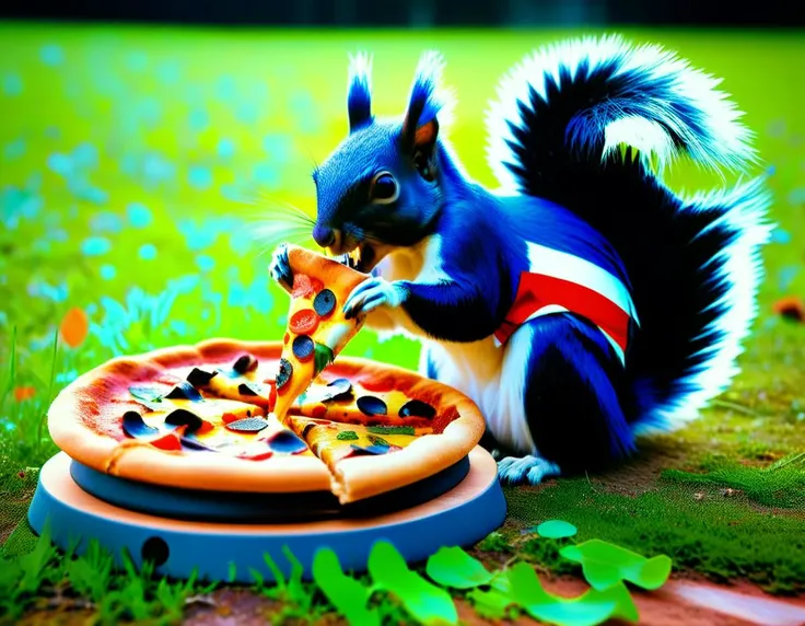 squirrel eating pizza