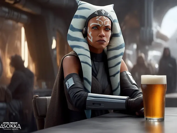 star wars,dynamic pose, ahsoka drinking a beer,
unreal engine 5 render, a detailed matte photo, photorealism,
crystal clear,(high contrast),
(Gorgeous Photo:1.3) of (Ultra detailed:1.3), 8k, masterpiece, ((ultra detailed:1.1)), 16k textures, cinematic look, intricate,epic, UHD, DSLR,
<lora:sdxl_lora_ahsoka:0.9>