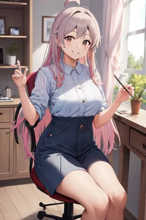 masterpiece, best quality, highres, smile <lora:mahiro_oyama_pruned:1.0>