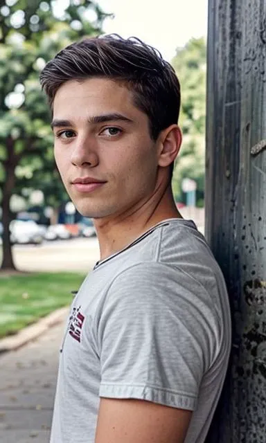 1man, 20s, college attire, around campus, bokeh, portrait, <lora:lcm:1> <lora:tommy_calvin:1>