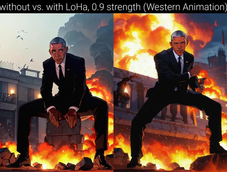 barack obama prepared to fight the CEO of racism, outside, chaos, epic composition, hell in background <lora:garbage-bin-LoHa-concepts:0.9>
