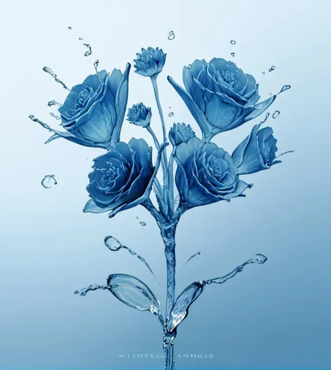 score_9, score_8_up, score_7_up, score_6_up, score_5_up, score_4_up,
 <lora:water:0.6>,
watermode, no humans, blue theme, water, gradient, gradient background, blue background, , simple background, , flower