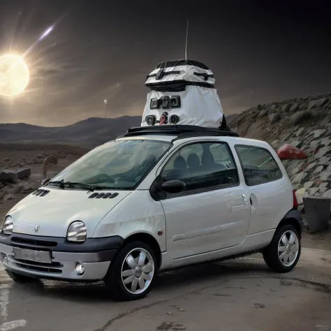 Twingo, pearly white, on mars, shooting stars in the sky, sun, photography, trending on artstation, sharp focus, intricate details, highly detailed, by greg rutkowski <lora:Twingo:0.9>