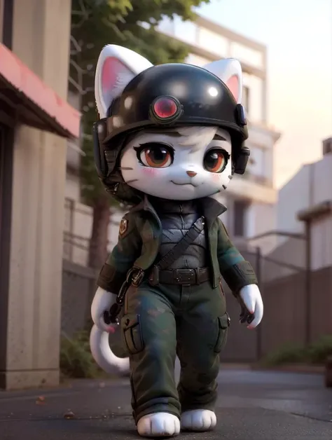 (best quality, masterpiece, hires), <lora:Ranger:0.7>, Ranger, Ranger Clothes, Ranger Helmet, Ranger Pants, <lora:hello_kitty:0.8>, hello_kitty, furry, anthro, chibi, domestic cat, feline, white body, white fur, female, red goggles,