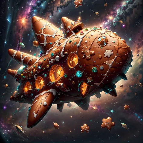 <lora:GingerBreadAIv3:.9> GingerbreadAI
spaceship in space, stars . detailed, intricate