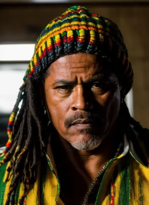 (masterpiece, best quality, awards winner) close up Tuco Salamanka as rastaman wearing (rasta beanie on the head),  man, breaking bad, 1man, professional photography, high resolution, 8k, detailed photo, hyperealistic, ultrasharp   <lora:tuco:1>