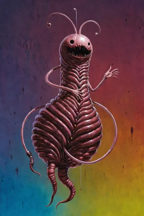 Pregnant worm bansky, weirdcore, (octane render:0.45)