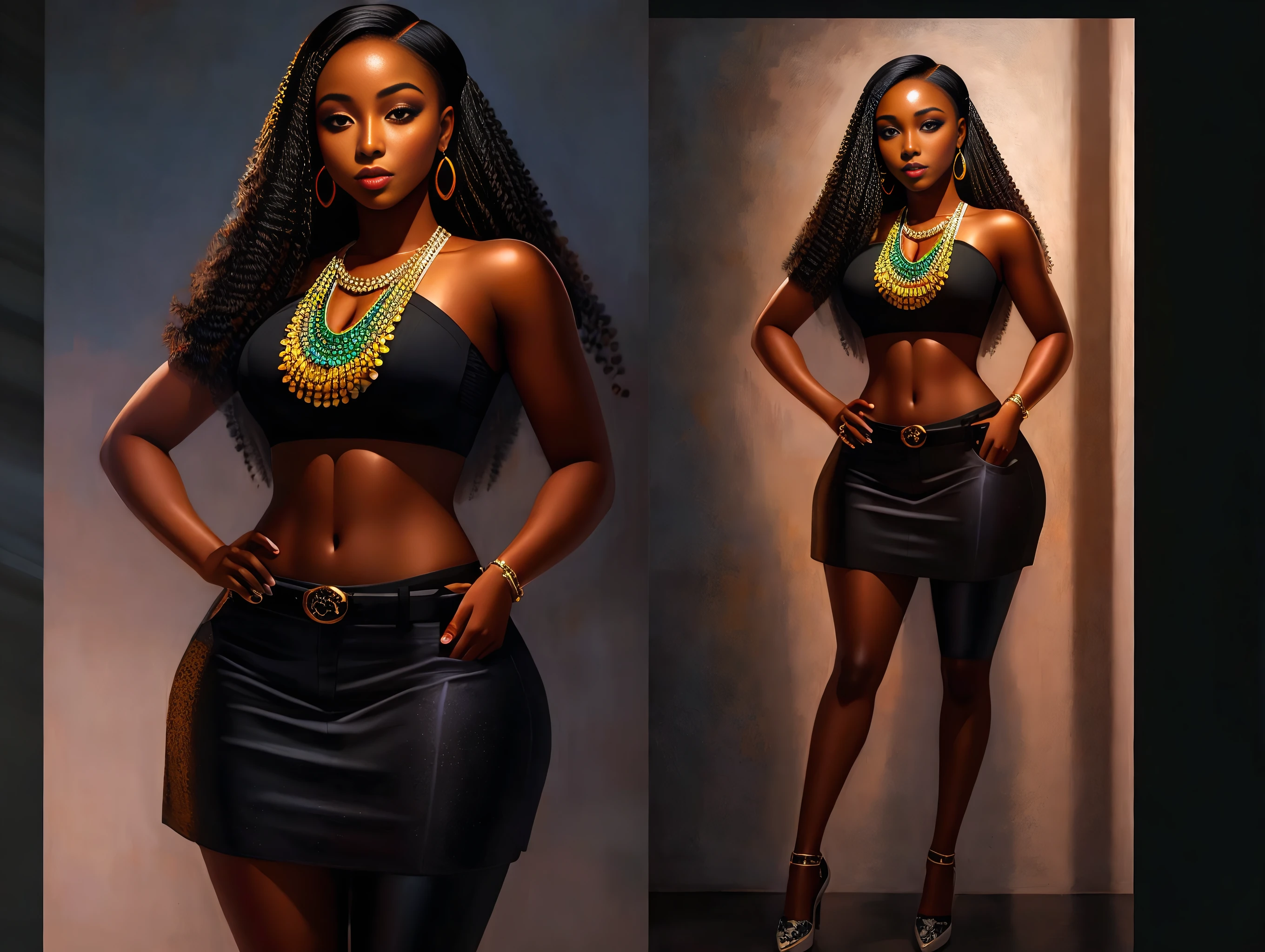 hyperrealistic mixed media painting, full body, rim lighting , sharp focus, attractive Angolan woman, trending on artstation, extremely detailed, <lora:theovercomer8sContrastFix_sd15:1>, by joseph m. scott
