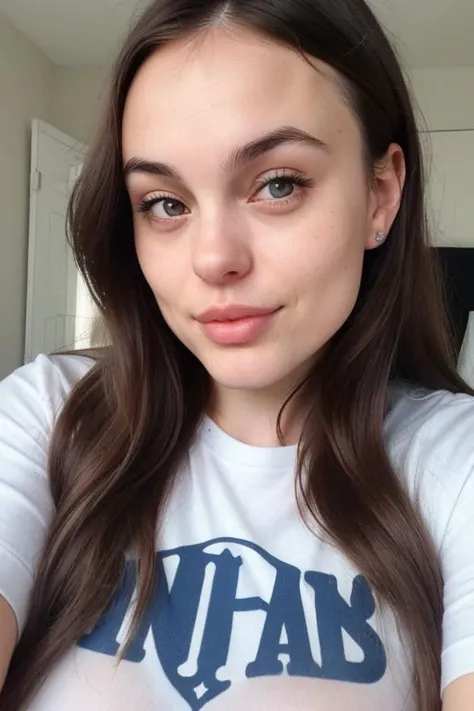 Close-up beauty shot of Heyimbee Twitch, (t-shirt:1.2),. Up-close skin perfection, detailed hair, high-resolution beauty, photo-realistic charm, exquisite facial features
