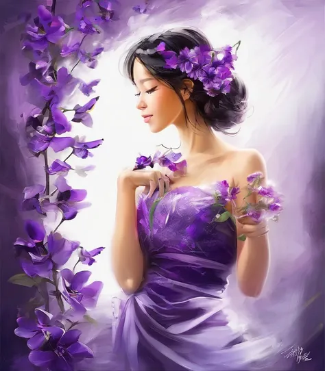 1girl,solo,best quality, high quality, masterpiece, 
 flower, purple flower, <lora:Purple Dom SDXL-000001:0,.8>