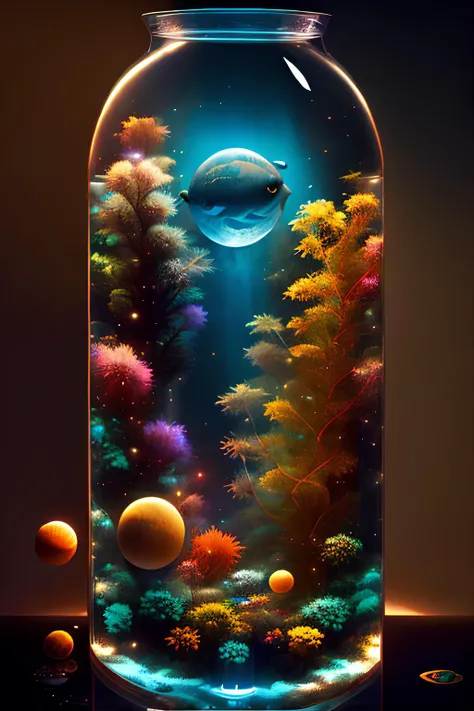 mdjrny-v4 style planet Earth in a fish tank, render, rembrandt, cgsociety, artstation trending, highly detailed, <lora:flonixMJStyle_v10:0.8>