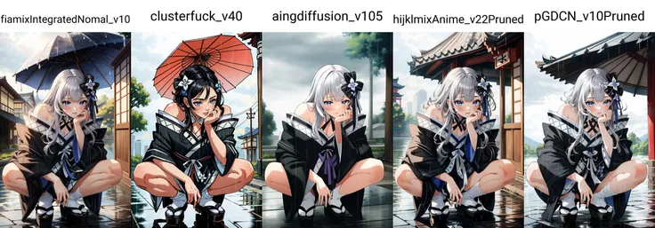 (masterpiece, best quality), intricate details,
1girl, <lora:hololive_zeta_v2-12:0.8> vestianewyr, hair bow, hair flower, japanese clothes, black kimono, off shoulder,
squatting, outdoors, rain, wet clothes, see-through,