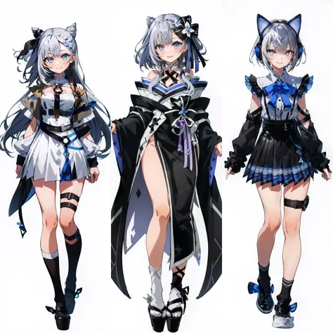 1girl, solo, smiling, fubuki1, full body, smile <lora:shirakami fubuki 8 outfits:1> <lora:anime tarot:0.7> <lora:thicker lines anime:0.9> <lora:anime screencap:0.5>