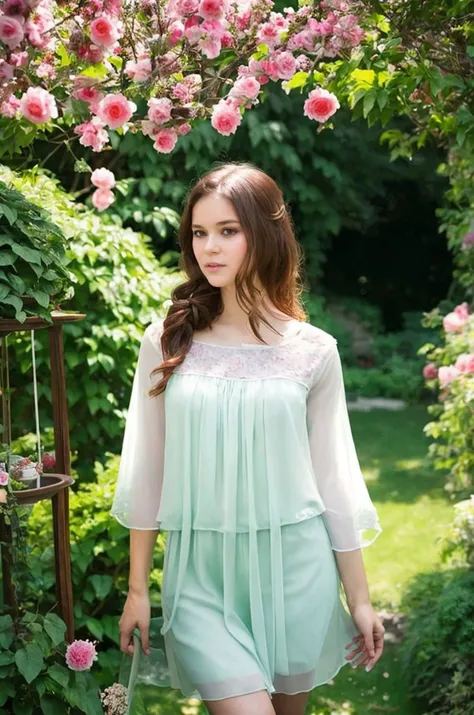 Instagram picture of a beautiful woman, airy chiffon blouse at a garden tea party, shy, epic character composition,by ilya kuvshinov, alessio albi, nina masic,sharp focus, subsurface scattering, f2, 35mm, film grain<lora:leagu:1>