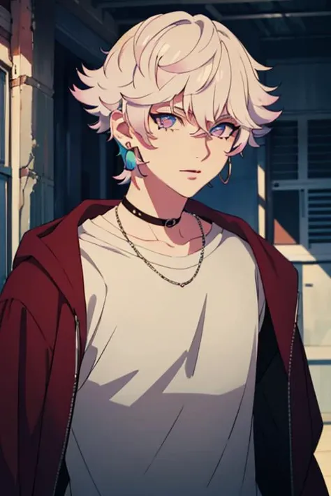 (best quality:1.1), (masterpiece:1.4), movie still, looking at viewer, upper body, , ligne claire, , 1boy, solo, male focus, <lora:nayuta_yatonokami:0.74>, nayuta_yatonokami, , jewelry, earrings, , shore,