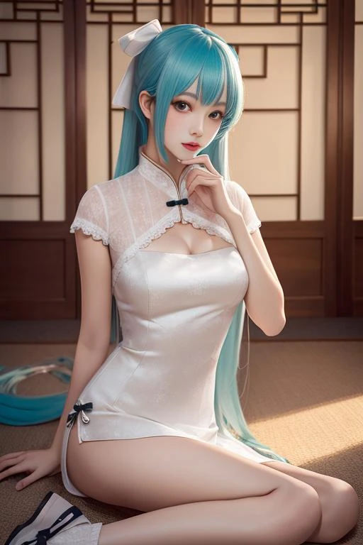 masterpiece, best quality, 1girl,  pretty girl，looking at viewer，smile, huge tit, white dress, wet clothes, areola_slip,covered_nipples, cum_on_body,,hatsune_miku, vocaloid, very_long_hair,  twintails, number_tattoo,aqua_eyes, aqua_hair,,pov, white_pantyhose,toes, sitting, (from below:1.25),sweat,,cityscape, leaf, moon, night, night_sky, outdoors, sky, skyscraper,,floating_hair,(cum_on_body:1.3)