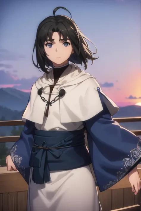 utawarerumonohaku, <lora:utawarerumono haku s2-lora-nochekaiser:1>,
haku, black hair, ahoge, male focus, (black eyes:1.3), (parted bangs:1.5),
BREAK ainu clothes, long sleeves, capelet, japanese clothes,
BREAK outdoors,
BREAK looking at viewer, (cowboy shot:1.5),
BREAK <lyco:GoodHands-beta2:1>, (masterpiece:1.2), best quality, high resolution, unity 8k wallpaper, (illustration:0.8), (beautiful detailed eyes:1.6), extremely detailed face, perfect lighting, extremely detailed CG, (perfect hands, perfect anatomy),