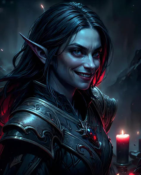 drow, dark elf, colored skin, dark skin, blue skin, grey skin, pointy ears, blue eyes,(evil smile:1.2), ,BloodMagic, (perfect details:1.2), landscape, background, abstract, fisheye lens, from above, rim lighting, candle light, (in night time:1.2) (8k) (best quality:1.4), (masterpiece:1.3), ultra-detailed <lora:add_detail:0.7> <lora:3DMM_V12:0.8> <lora:BloodMagic-20:1> <lora:drow_offset:0.8>, (photorealistic:1.4),masterpiece, absurdres, highres, realistic, raw photo ,8k best quality, high quality, max quality