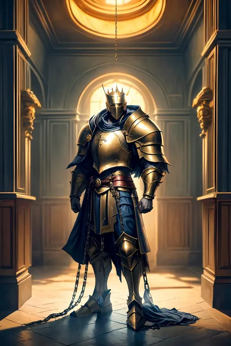 dungeons and dragons (paladin),   [green | blue] eyes,  ([white | golden] armor), chains,  holy design, (standing in a king's hall in the luxury castle), (rich environment), (illustration:1.1), (perfect details:1.1), interior, background, abstract, hard lighting, rim lighting,  (8k) (best quality:1.4), (masterpiece:1.3), ultra-detailed  <lora:add_detail:1>   <lora:Reel_WHorror_1_2_9_ReWo_n:1>