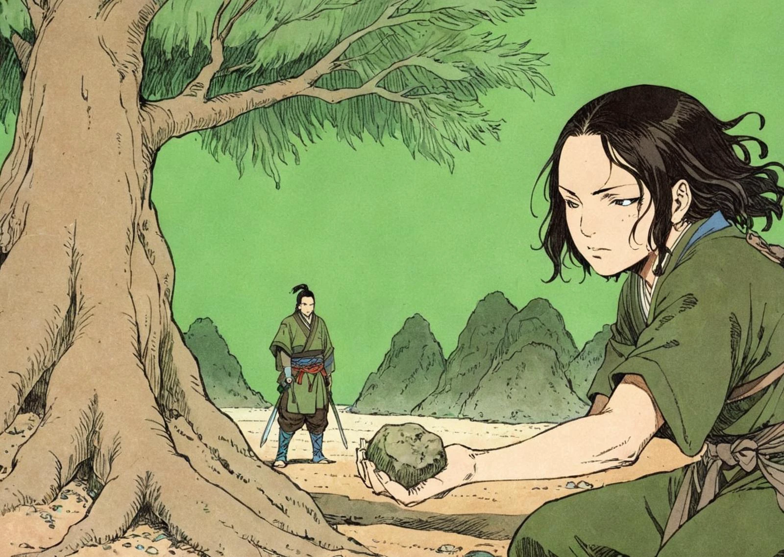 fantasy illustration,anime,art by Tsutomu Nihei,manga,oil paint;
closeup,earthbender,samurai,intricate green tattoos,using rock powers to bend stone with his hands,kamekameha,dirt storm,mini tornado,edo period japan,weeping willow swamp tree;, <lora:moebzxl:0.5>, by moebius, masterpiece, best quality, intricate, highly detailed:1.1, drawing, concept art by Jean Giraud, <lora:hand 4:0.3>, <lora:joelle0:1>,Laura Prepon,woman,, <lora:Split Lighting style v2:1>
Split Lighting Photography of a