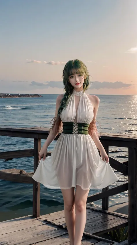 (best quality),[masterpiece],((beautiful:0.75) mature female:0.75),(green hair:1.3),knees up,standing,looking at viewer,front lens,(seaside background:1.2),
<lora:add_detail:0.6>,
<lora:Elegant mature clothing_20230727144905:0.75> Elegant mature clothing5,dress,