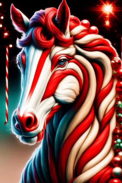 photo of a majestic horse made in the style of EPCandycaneStyle, 24mm, (cinematic presentation, film grain:1.2), (scenery, gradient:1.2), detailed eyes, (seductive pose), (commercial poster), <lora:EPCandycaneStyle:1>
