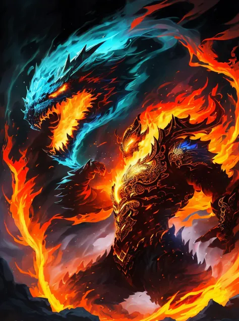 illustartion,digital art,action scene, <lora:Elements-000008:0.65>  elemental, monster, fire, action,8k uhd, high quality, (intricate details:0.9), (hdr, hyperdetailed:1.2),[cory loftis, strobist, pascal campion::0.2]