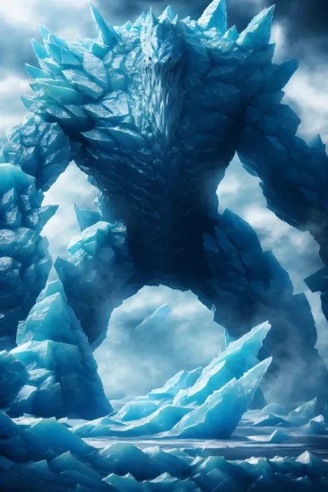 <lora:ElementsV2:0.8> elemental, monster, made of ice