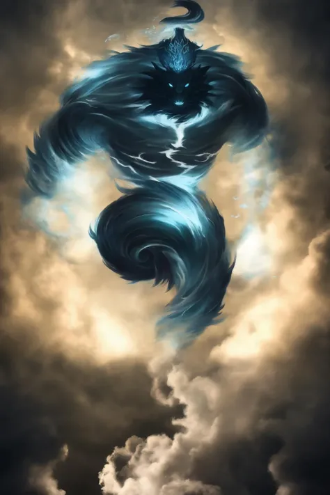 artwork by tokiame, monster made of blue smoke <lora:tokiame_xl_v1:1>