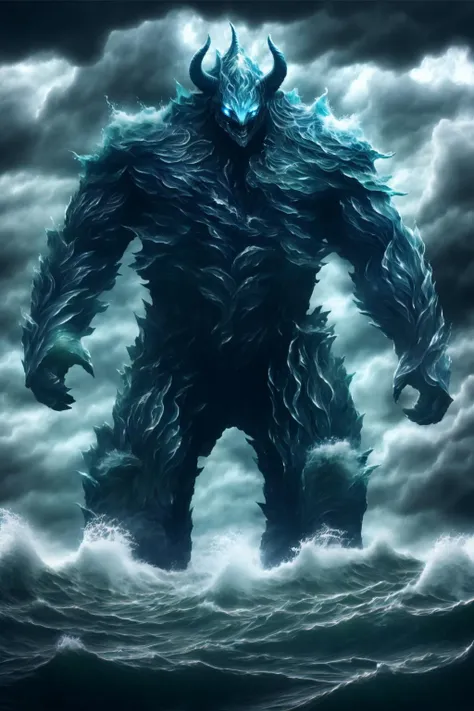 The ancient call echoes in the deep sea, the giant beast awakens and hides in the waves, and the legendary power is unstoppable, masterpiece, best quality, perfect composition, very aesthetic, absurdres, ultra-detailed, intricate details, Professional, official art, Representative work
