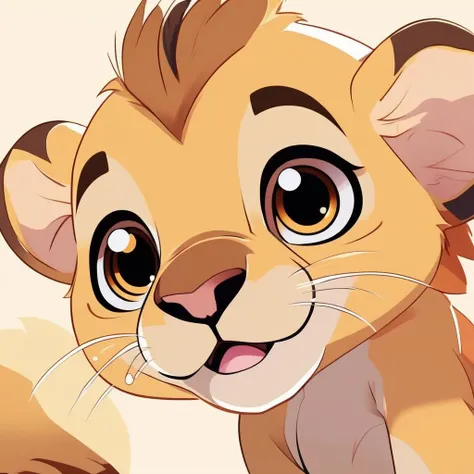 A cute baby lion, close-up,
 , in the style of ExCRedmAF <lora:ExplosionCartoon-ExCRedmAF:1>