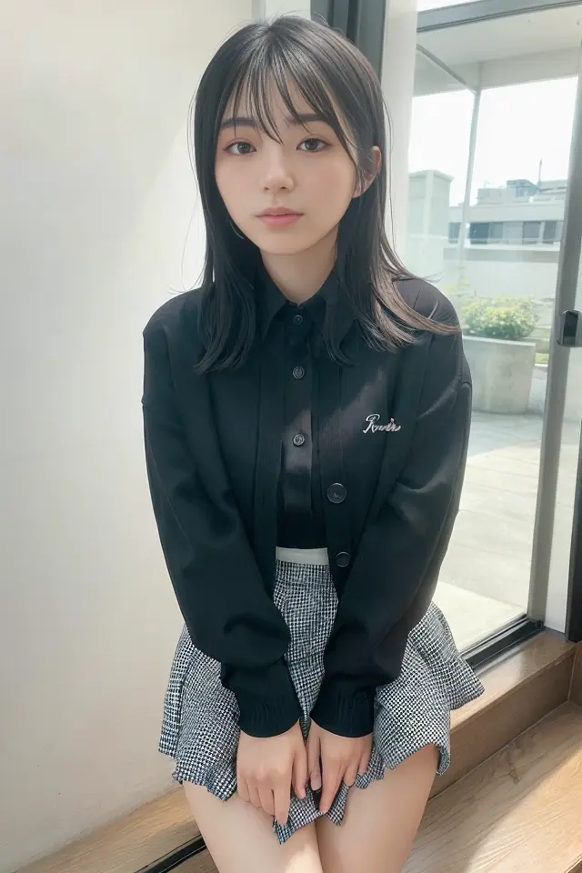(skin blemish:1.2), (skindentation), black eye, 1woman, 25yo, (((woman))), solo, realistic, best quality, photorealistic, masterpiece, 8k, high res, solo, extremely detailed face, (professional lighting, bokeh), (light particles, lens flare, glowing particles:0.6), (dynamic pose:1.2), soft lighting, top angle view, fashionable and trendy atmosphere, japan, street, tokyo, city, ((daytime)), sky, ((looking at the viewer:1)), (looking at the camera),(portrait:0.6), cowboy shot, gorgeous, standing, keep original facial proportion, wide shoulder, full body, (small breast), (medium hair), brown hair, floating hair, lips, lipstick, seductive smile, floating hair, smile, open_mouth, teeth, (sleeves less white blouse), (jumper skirt), eyelashes, mole, (mole under eye:1), <lora:HirakawaY:0.8>