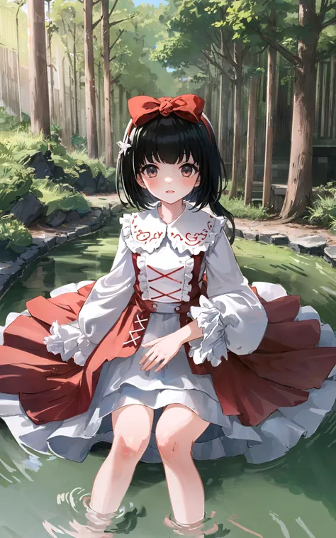 masterpiece, best quality, 1girl, solo, yousa, yousa_LittleKite, looking at viewer, lake, forest, <lora:yousa_v1.0.0:0.9>
