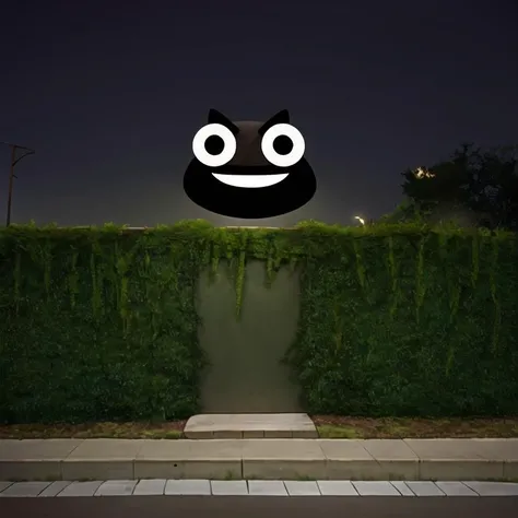 incredibly absurdres, best quality, 1boy, (looking:1.3), sidewalk, dim lighting, bushes, neigborhood, darkness, emoji style, agonymouth