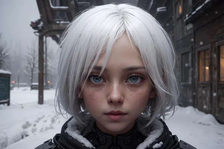 medium head shot photograph of a (beautiful woman), fantasy, outdoors, winter, bleak, snow, cold color temperature, small breasts, <lora:insanobot:0.5>, (robotic limbs, android, biomechanical:0.6), surreal, atmospheric, cinematic, stylized, contrast, comic, eerie,<lora:epi_noiseoffset2:0.6>, (8K, UHD:1.2), (photorealistic:1.2), <lora:more_details:0.3> , nsfw