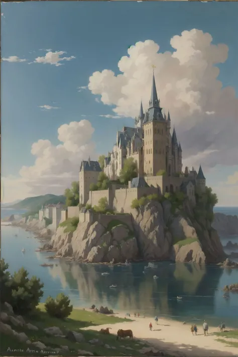 dreamlikeart absurdres highres masterpiece best quality
Alois Arnegger Antoine Blanchard
town castle forest sea sky clouds