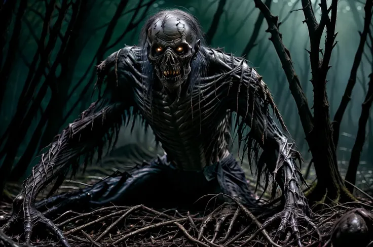 <lora:RPGGhoul:1>, ghoul, crawling, glowing, glowing eyes, solo, blurry, in an ancient forest, <lora:AllOldRPGArtS1_1990s_V1.01_LoRA:0.4> alloldrpgarts1 <lora:PBOldRifRPGStyle-V1.0-st_LoRa:0.4> RpgRiftingInThe90s,